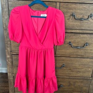 NEW no tags, Eliza J balloon sleeve hot pink dress with pockets! Size 0